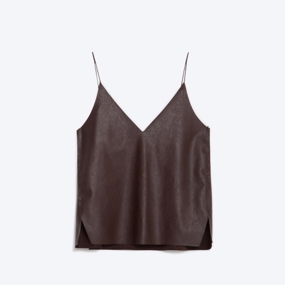 Zara faux leather maroon oxblood tank top M